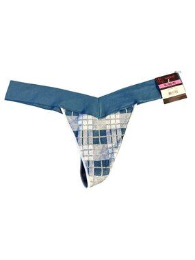 No Boundaries Womens XL/XG X-Large (8) Seamless Thong Blue Plaid Design NWT